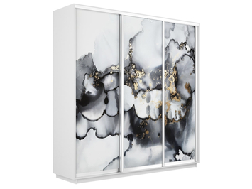 Шкаф-купе Экспресс 3-х дверный (Фото №1001 Абстракция серая)