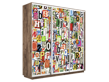 Шкаф-купе Экспресс Люкс 3-х дверный (Фото №1017 Буквы)