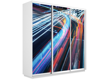 Шкаф-купе Экспресс 3-х дверный (Фото №1008 Ночная магистраль)