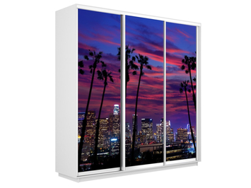 Шкаф-купе Экспресс 3-х дверный (Фото №1014 Закат над городом)