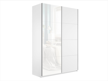 Шкаф-купе Прайм 2-х дверный (ЛДСП, белое стекло)