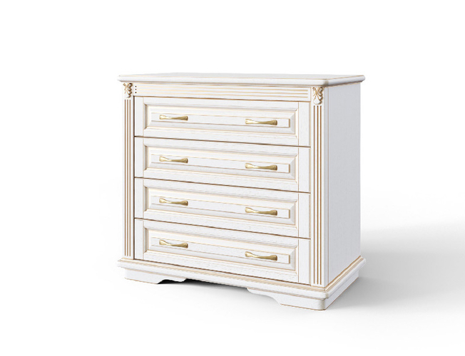 Комод Палермо, Ясень/Белый с золотой патиной