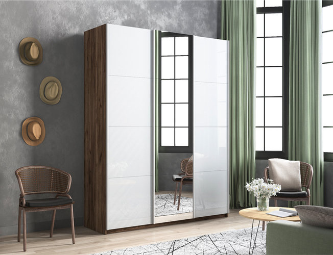 Шкаф-купе Прайм Люкс з-х дверный (Стекло/зеркало), Дуб табачный