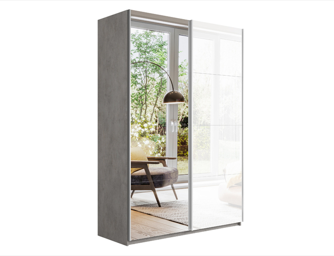 Шкаф-купе Прайм Люкс 2-х дверный (стекло/зеркало), Бетон
