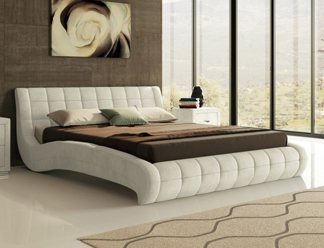 Мягкая кровать Nuvola 1 в ткани Лофти лен