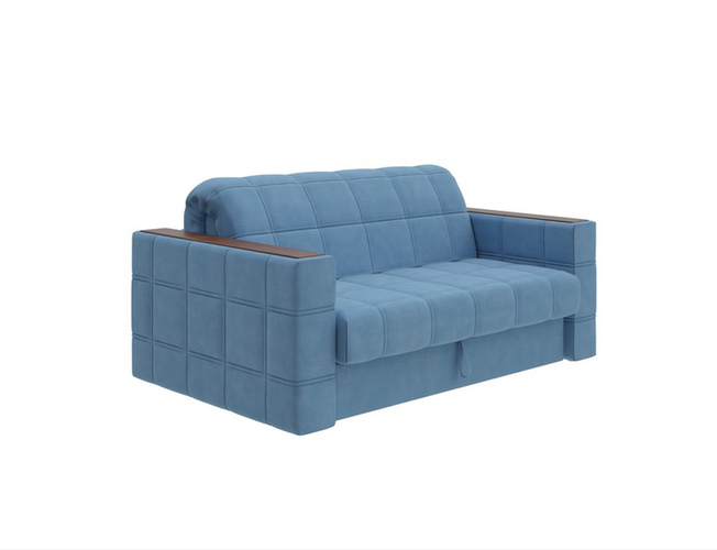 Диван-кровать прямой Ergonomic dream, Тетра голубой/Венге