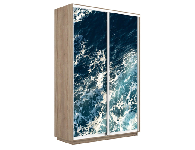 Шкаф-купе Экспресс 2-х дверный (Фото №1015 Морские волны), Сонома